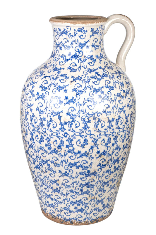 JARRÓN GRANDE PORCELANA AZUL/BLANCO