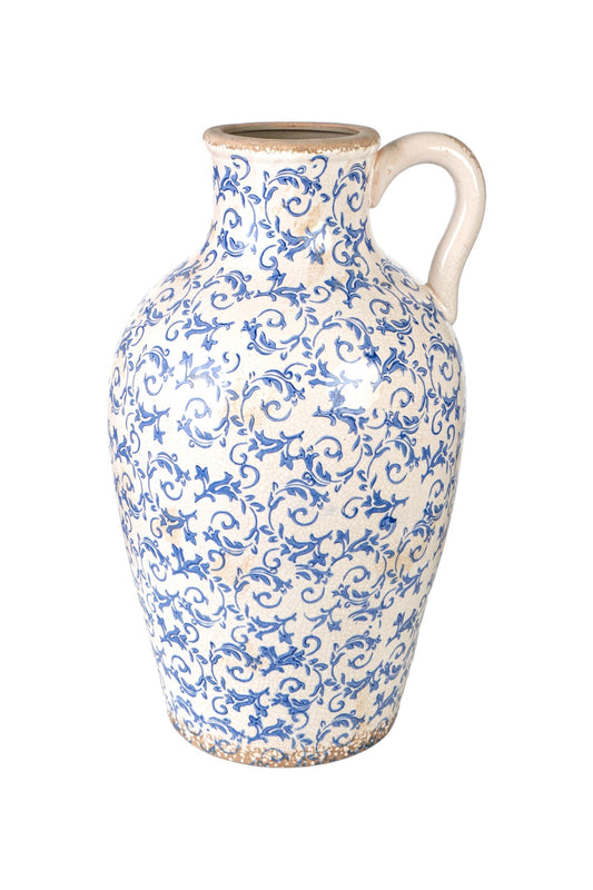 JARRÓN MEDIANO PORCELANA AZUL/BLANCO