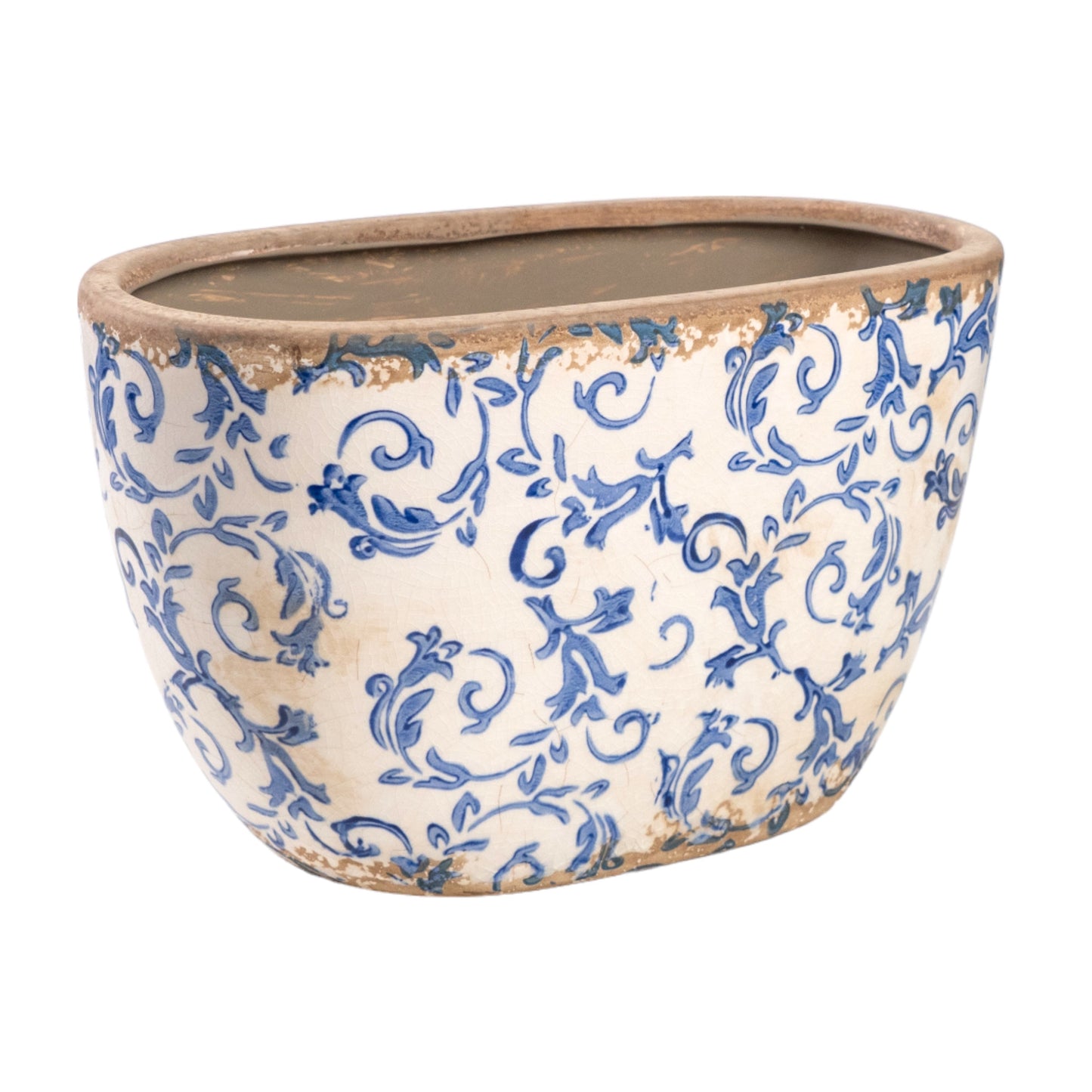 JARDINERA PORCELANA AZUL/BLANCO M