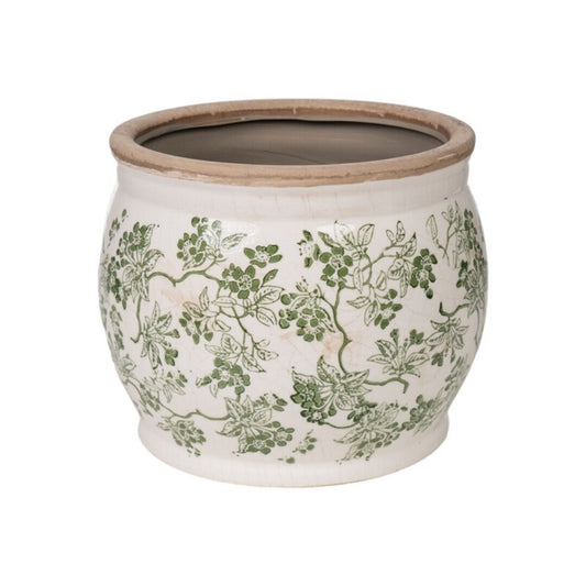 MACETA PORCELANA BEIGE/VERDE