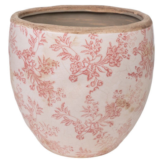 MACETA PORCELANA BEIGE/ROSA