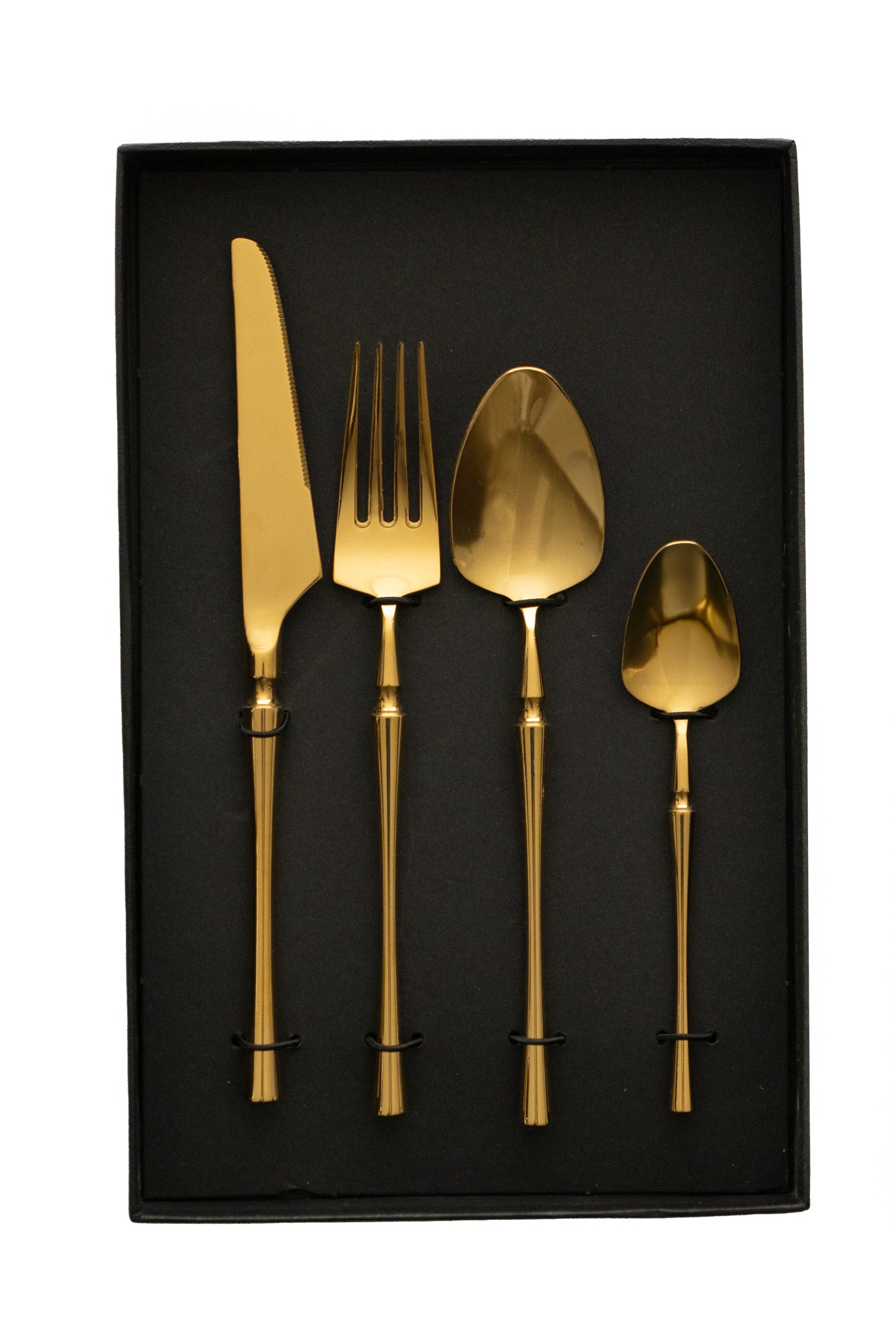 SET CUBIERTOS ACERO.INOX. 4 PCS DORADO