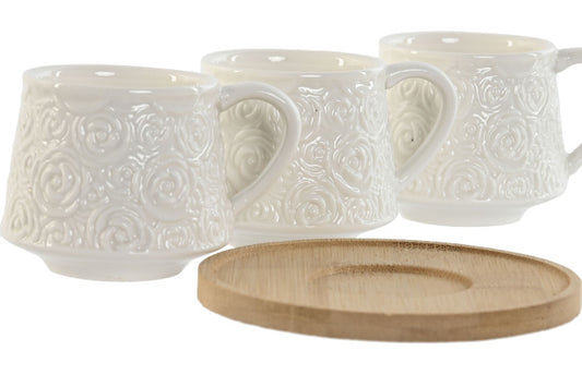 CAFE SET 6 PORCELANA BAMBU 8,6X6,6X5,7 90ML BLANCO